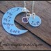Personalized Necklace - Hand Stamped Mommy Jewelry - "I Love You To The Moon and Back" - Half / Crescent Moon