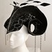 Feather, crystal, embroidered ram horn headpiece