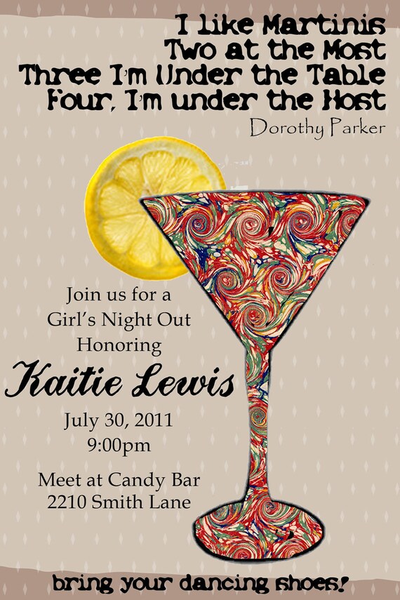 Bachelorette/Girls Night Out Martini Invitation-Print-Your-Own - MyLeftWelly
