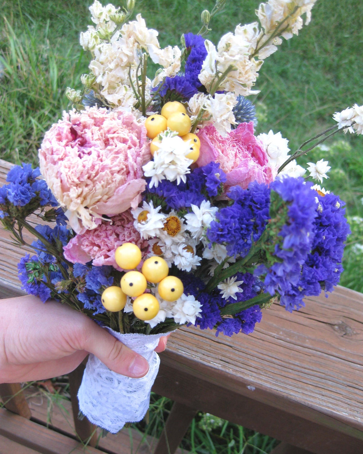 Country Chic Bridal Bouquet for Bride or Bridesmaids Eco-friendly, Reusable Keepsake Arrangement for Gorgeous Rustic, Charming Wedding