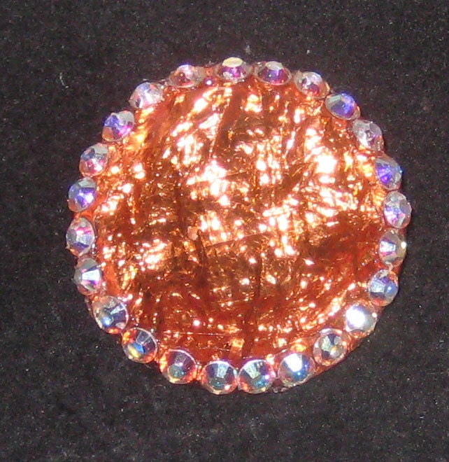 Orange Acrylic Stone and Swarovski Crystal Pin