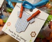 Personalized Boy Baby Shower Favor Tags - Blue Onesie