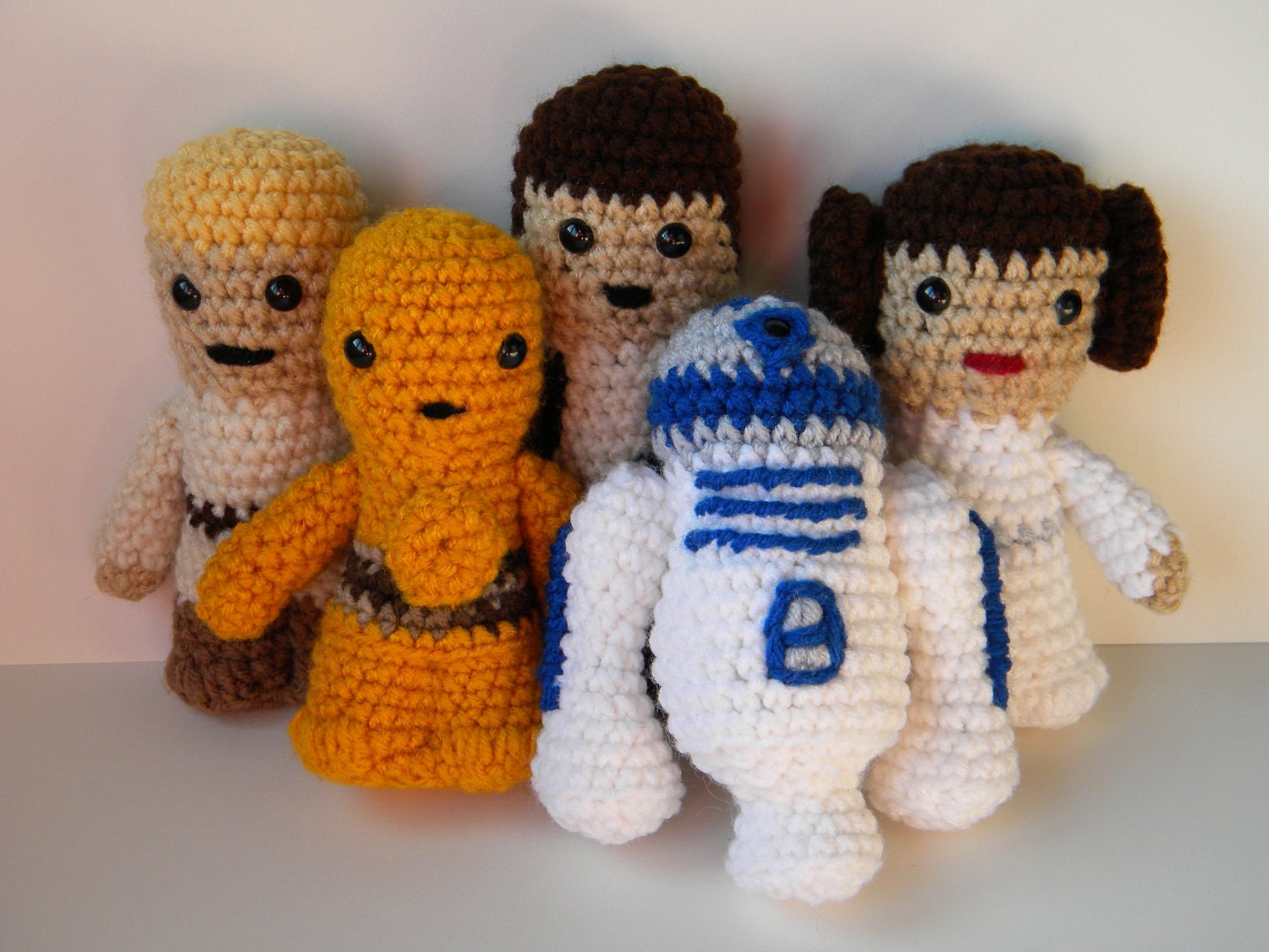 Star Wars Amigurumi Dolls - Set of 5 - Luke, Leia, Han, C3PO, R2D2 - Adventurers Collection - Made to Order