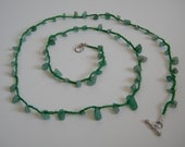 Green Aventurine Crocheted Wrap Bracelet / Necklace - Heart Chakra - Healing / Spiritual Jewelry - Meditation / Yoga / Reiki - Ready to Ship