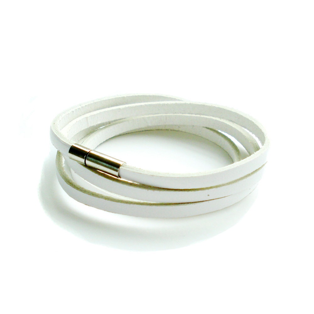 White Leather Wrap Bracelet