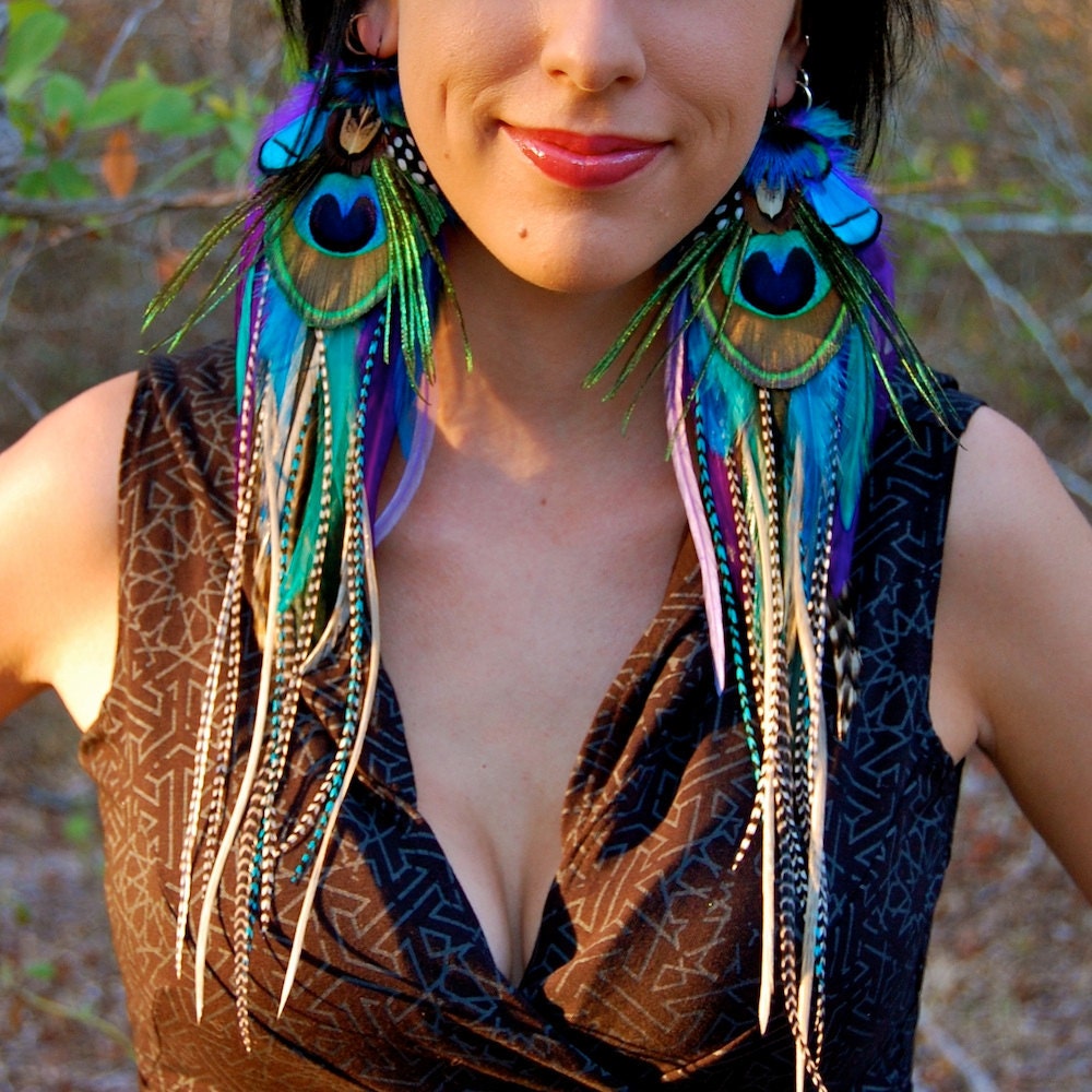 PIXIE JEWEL Long Feather Earrings SALE