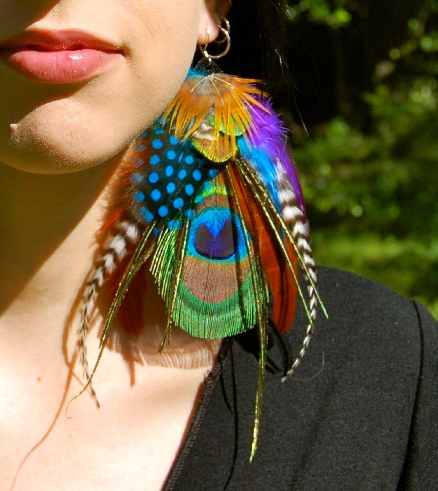 GYPSY MAGICK Peacock Feather Earrings