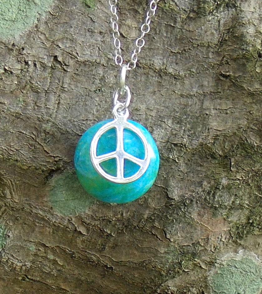 Peace Necklace, Earth Necklace, Peace on Earth, Sterling Silver 18" Necklace