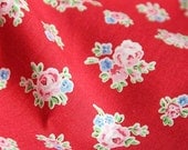 Summer Fabric, Red Fabric, Rose Fabric, Floral Fabric - Half Yard