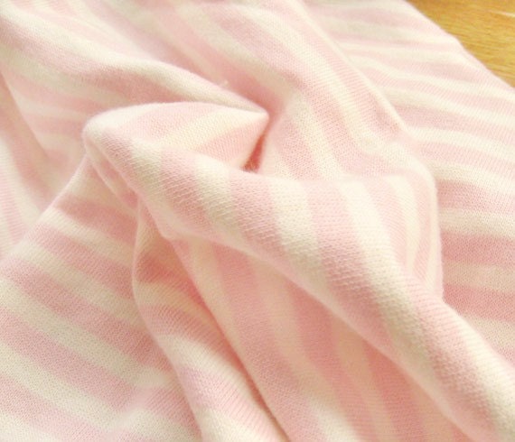 Pink Stripes Baby Fabric, Cotton Knit, Stretch Fabric