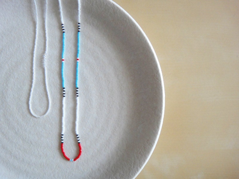 Seed Bead Jewelry, Multi Strand Necklace, Friendship Jewelry, Striped Colors Necklace, Multi Color Necklace, Multi Necklace Set of 2
