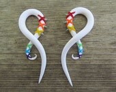 2g, 0g, 00g, 7/16", 1/2" White Rainbow Corset Made To Order
