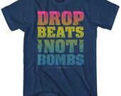 Drop Beats Not Bombs T-shirt - Youth Size XS - Navy Blue - On Sale