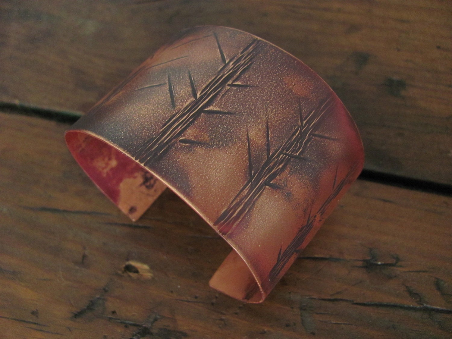 Hammered Copper Woodland Tree Cuff
