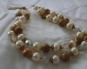 Lisner Double Strand Gold, Crystal and Pearl Choker