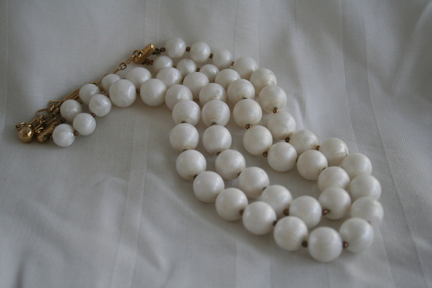 VIntage Pearly White Multi Strand Necklace