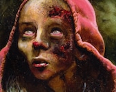 Zombie 54 Karen C. original zombie painting 6"x6"