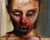 Zombie 61 Liza B. original zombie painting 6"x6"