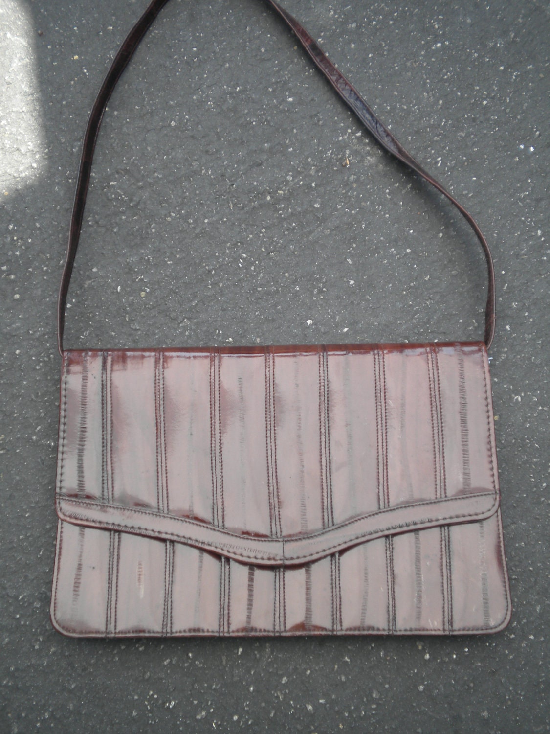 vintage eel PURSE over the shoulder brown flap