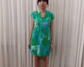 Vintage Mint, Brush Pattern TOP - dress, seafoam, side slits