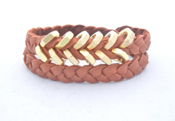 JEWELRY Collection: Brown Hex Nut Double Wrap Bracelet