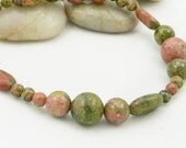 Unakite Chunky Green and Pink Gemstone Bracelet - LKSoriginals