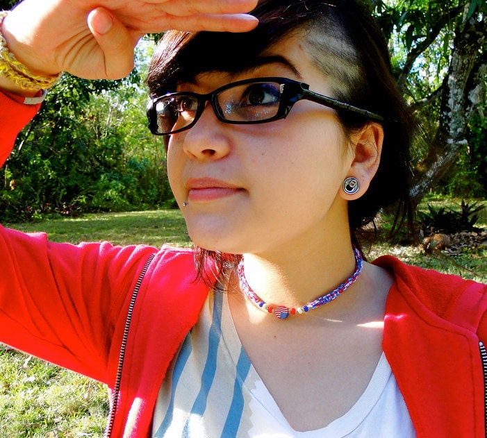 Star Spangled Style Red, White and Blue American flag choker
