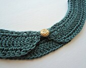 Teal Peter pan collar, detachable crochet collar in vintage and nautical style