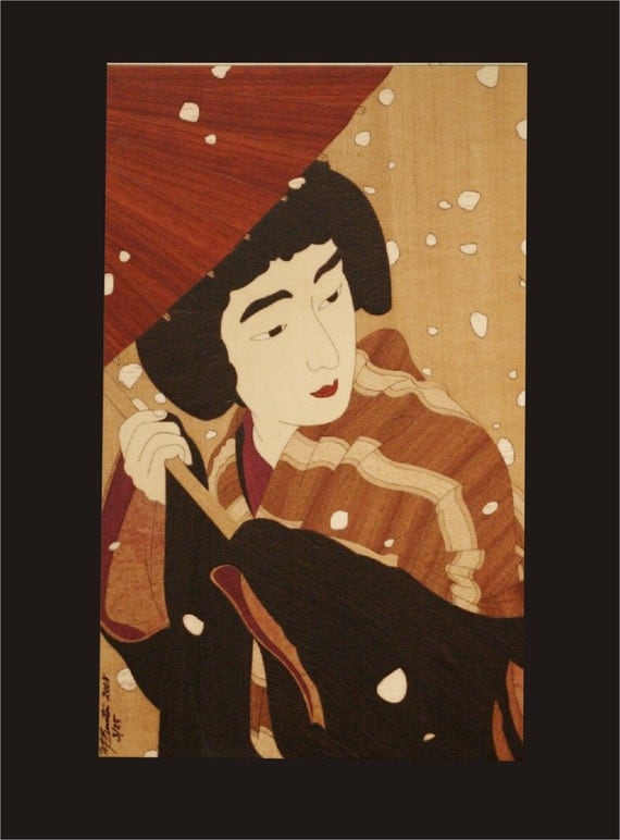 Japanese woodblock inlay