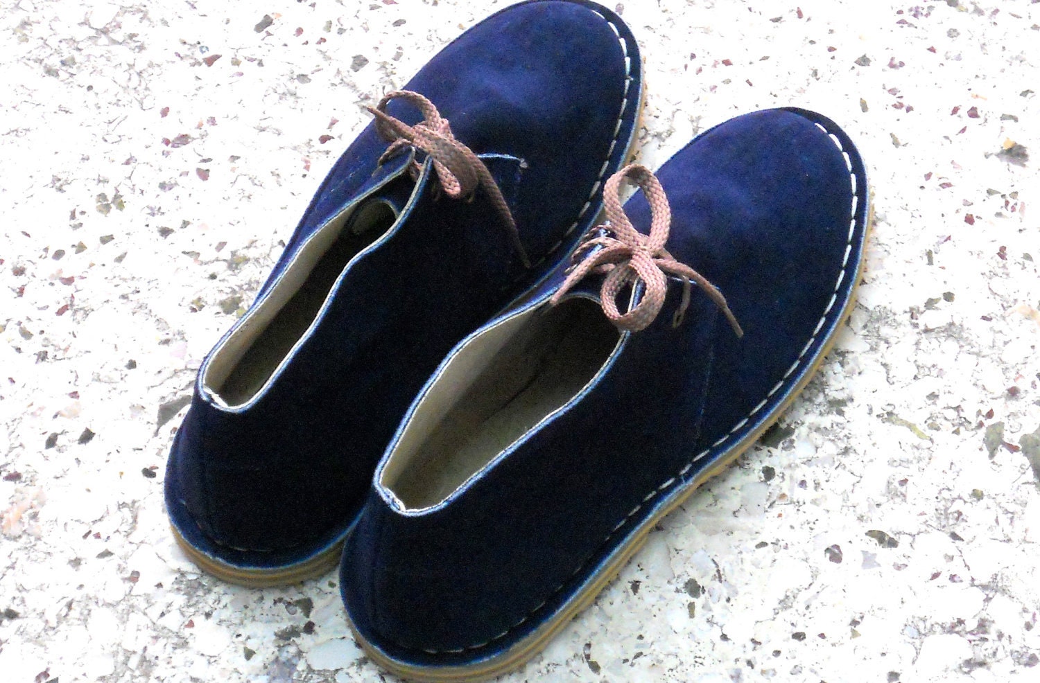 Handmade suede Desert Boots deep blue