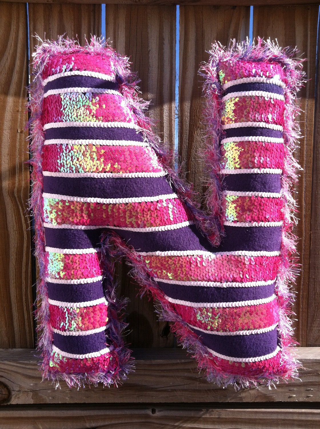 Alphabet/Letter Pillow -- Custom for Girls, Baby, Toddler -- Embellished with Sequins and Fur
