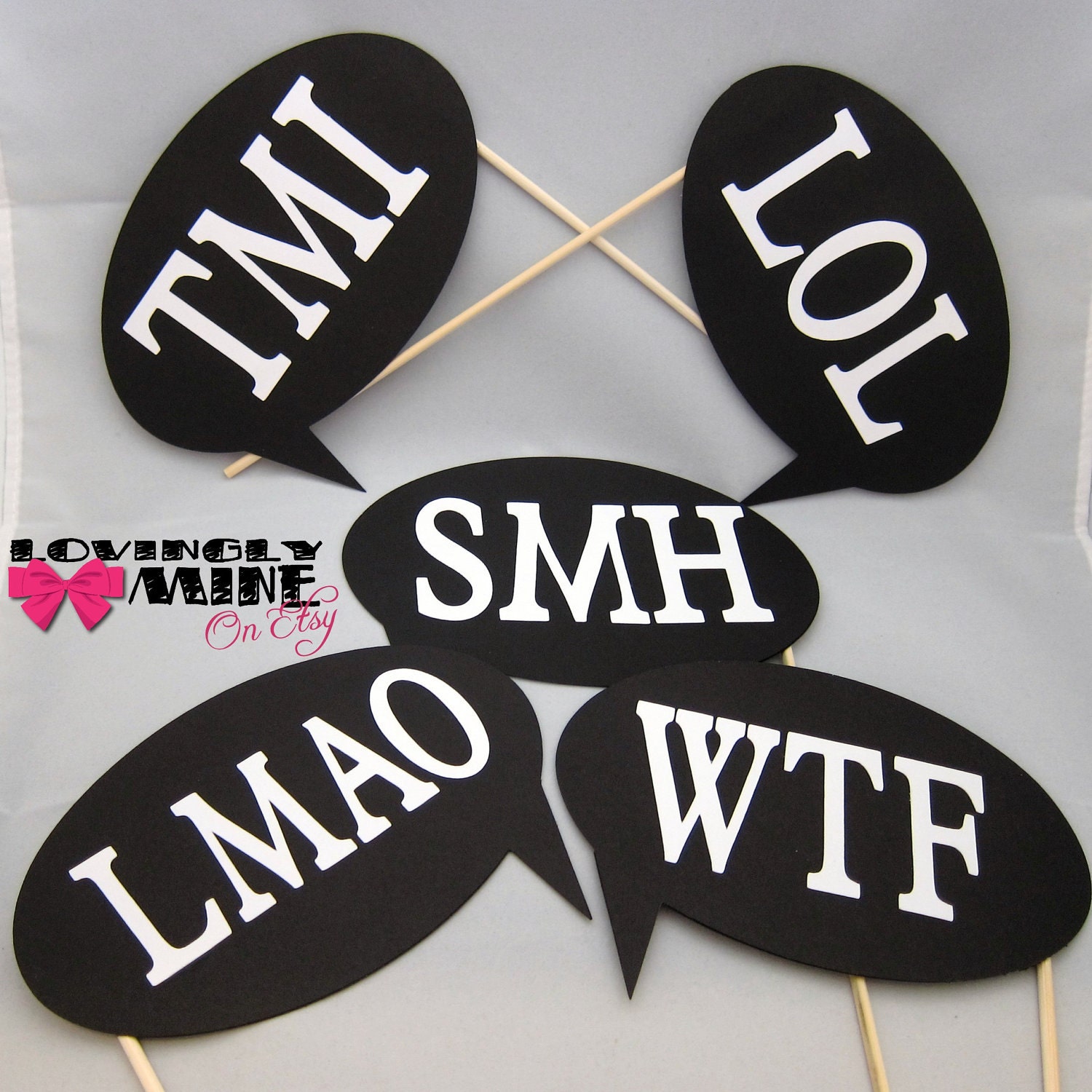 Photobooth Props - 5 Word Bubbles - Humor Set