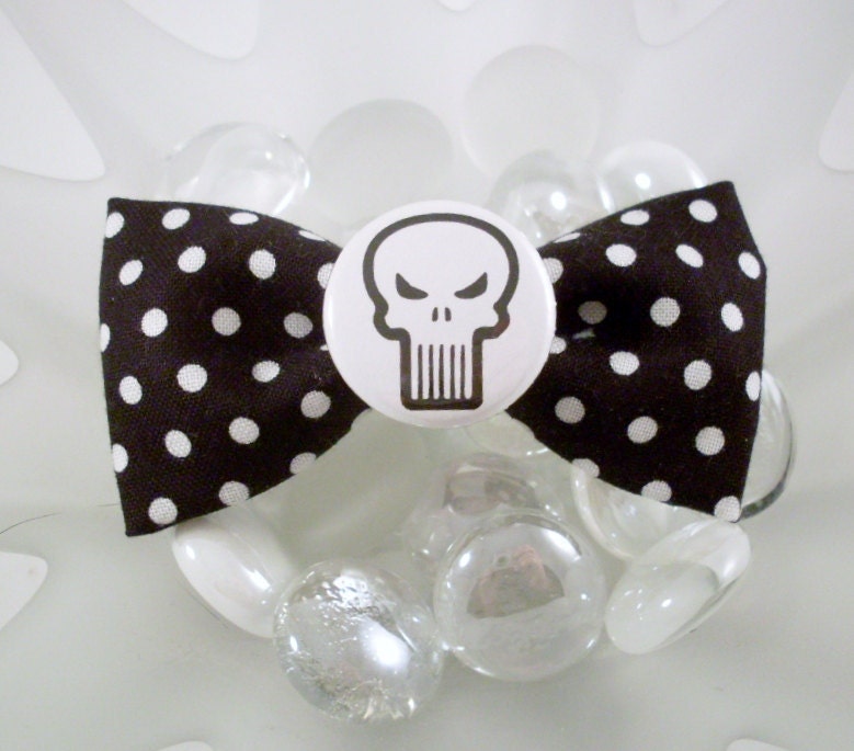 The Punisher Black and White Hair Bow Clip