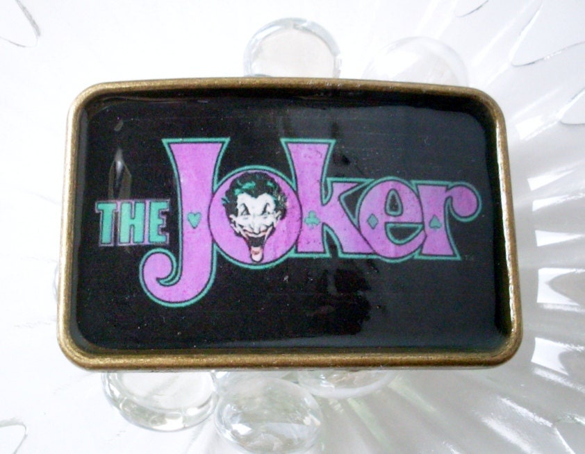 Retro Joker Superhero Belt Buckle (Antiqued Brass)