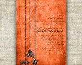 Halloween Invitation Costume Party Digital Printable Orange and Glitter Adult Teen or Child Party - 82185378