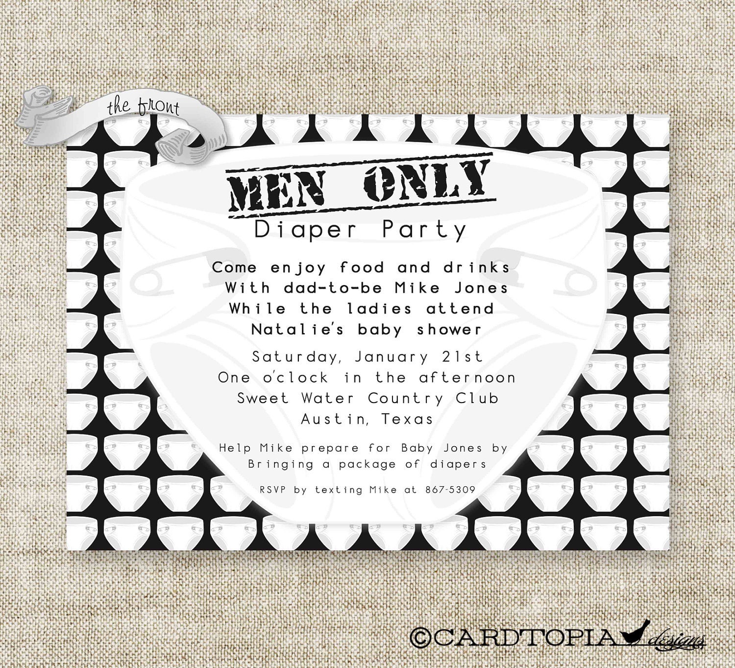 Diaper Party MAN BABY SHOWER Invitations Digital diy Printable Personalized - 86569580