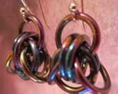 Chain maille rainbow niobium "Zoso" earrings