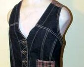 Very Cute DENIM & PLAID Button Up Vest