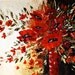 Original Contemporary Large Art Painting. 36".Knife.Wrapped Canvas.Flowers.Bouquet.Red,Black,White.Certificate Of Authenticity - by Nata S.