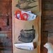 Burlap Wall Mail Holder / Vintage Birds and Typewriter