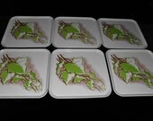6 TV TRAYS 1950's  Metal with Ivy design