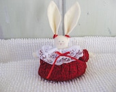 Petite Bunny Shelf Sitter Red, Black and White Home Decor