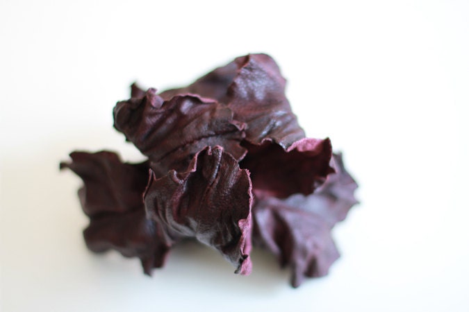 Leather Flower Scrunchie Iris Dark Purple art.40R41 - meudeus