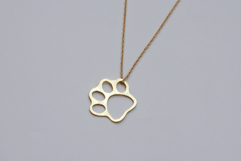 Dog Paw, Cat Paw Gold Necklace, Gift for Pet Lovers, Cute Animal Paw Jewelry- Handmade