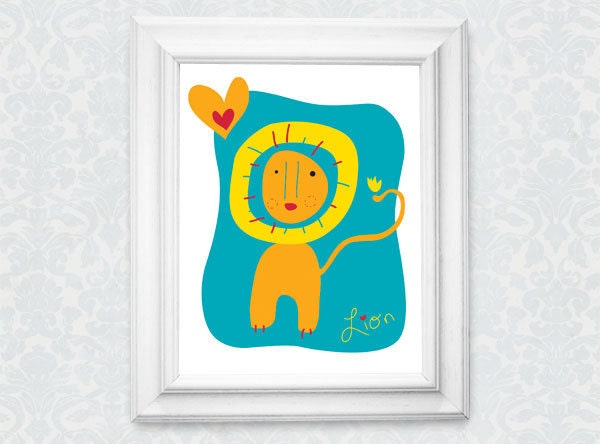 Zoo Animals Nursery Art Print: Lion