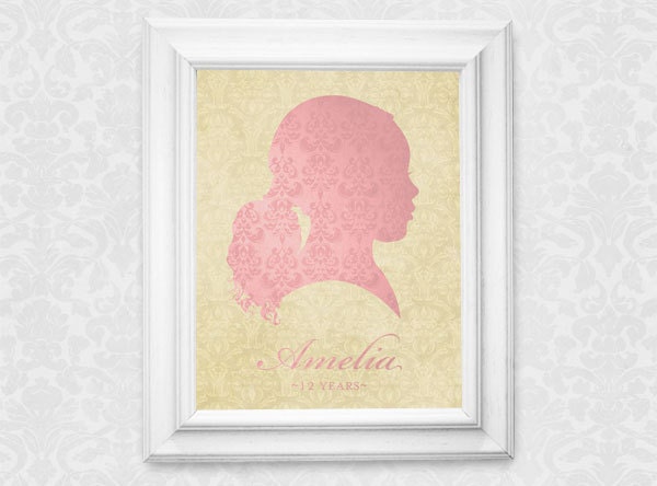 Unique Custom Silhouette Portrait - Pastel Vintage 6