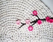 Crochet Rug Cherry Tree Ombré Cotton Rug Nursery Kids Rug as Featured in Inside Crochet Magazine and Upcycle Magazine