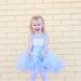Flower Girl Dress Tulle Tutu Crochet Bodice Vintage Inspired Baby Blue and White Infant to Toddler size 3