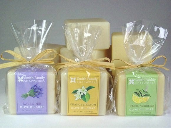 Orange Blossom, Lavender, Lemon Verbena Soap -  3 Natural Handmade Olive Oil Soap Bars, Cold Process