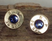 Bullet  Earrings  - September Birthstone - Sapphire - Ultra Thin